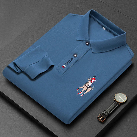 Designer Quality Men's Polo Shirt Autumn Lapel Embroidered Long Sleeved British Business Anti Pilling T-Shirt Trend Fashion Golf