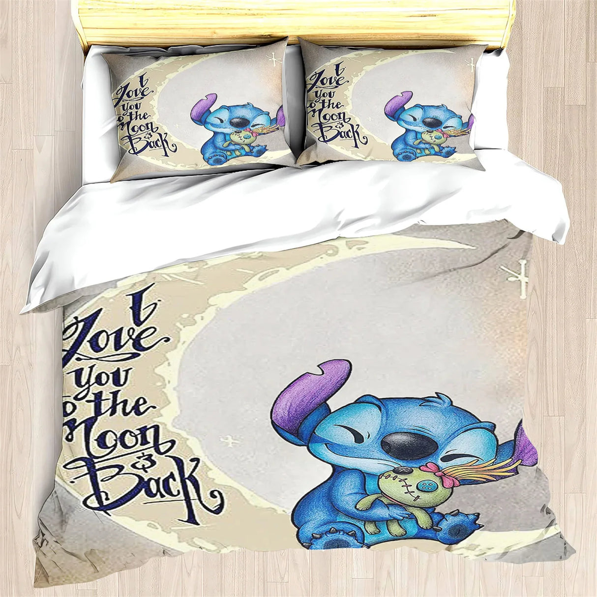 Stitch Bedding Set Cute Printed Cartoon Quilt Cover Duvet Cover Comforter Sets King Size 100% Polyester