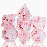 MINI PLANET Resin Dice With Sharp Edge For Dice Set Of 7 pcs Polyhedral Handmade Dice TTRPG Game D&D Dice Box Set