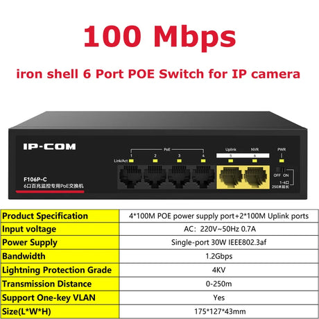 Gigabit POE Switch For IP Camera 6/10 Ports 1000M Network POE Standard RJ45 Hub LAN Injector CCTV NVR Security Surveillance IPC