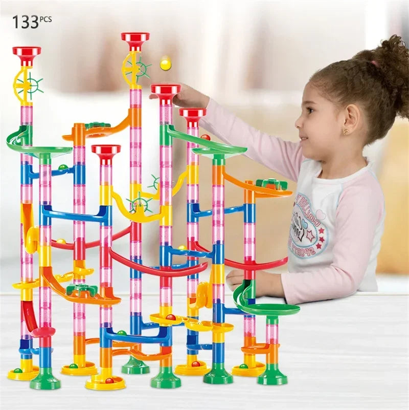 Marble Run Building Blocks Marbles Slide Toys For Children DIY Creativity Constructor Educational Toys Children Gift