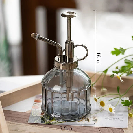 New Embossed  Glass  Air Pressure Gardening Special Retro Small Can Disinfection Watering Bottle Household Glass Spray Bottle