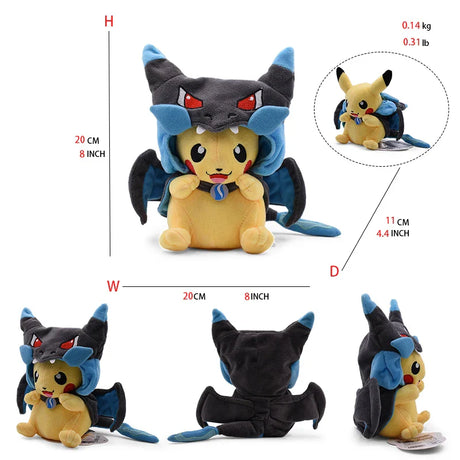 Pokemon Pikachu Cosplay Toys Charizard Snorlax Garchomp Tyranitar Hydreigon Anime Stuffed Plush Cartoon Peluche Dolls