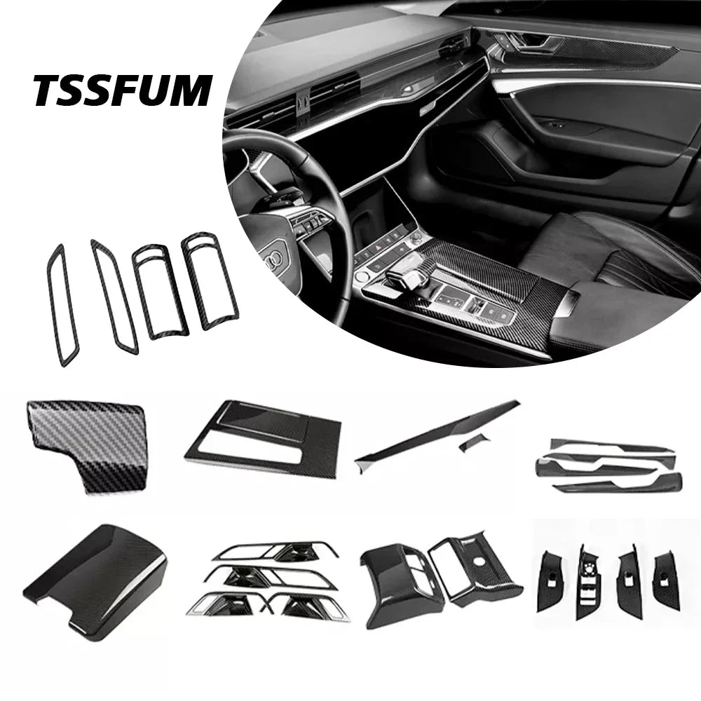 Car Interior Carbon Fiber Full Set Sticker for Audi A7 A6 C8 Allroad Avant 19-23 Gear Shift Panel Cover Interior Trim Accessorie