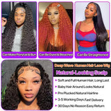 12A Brazilian Deep Wave Human Hair Weave Extensions 3/4 Bundles with 13X4 Lace Frontal Deep Wave Bundles With Lace Frontal