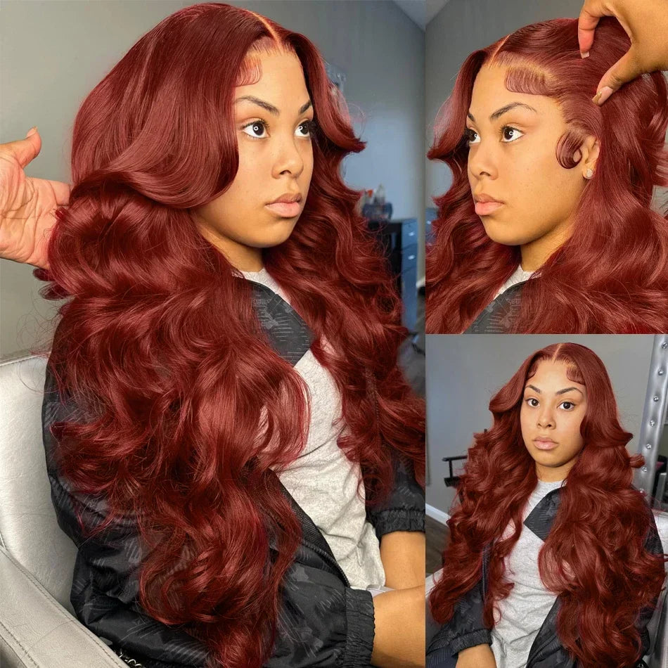 30 32 Inch Brazilian Reddish Brown 13x4 13x6 HD Lace Front Wigs Human Hair Body Wave 250% Glueless Closure Frontal Wig For Women