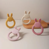 Cute Baby Rabbit Baby Toy Food Grade Safe Silicone Toothbrush Teether Toy Teething Set