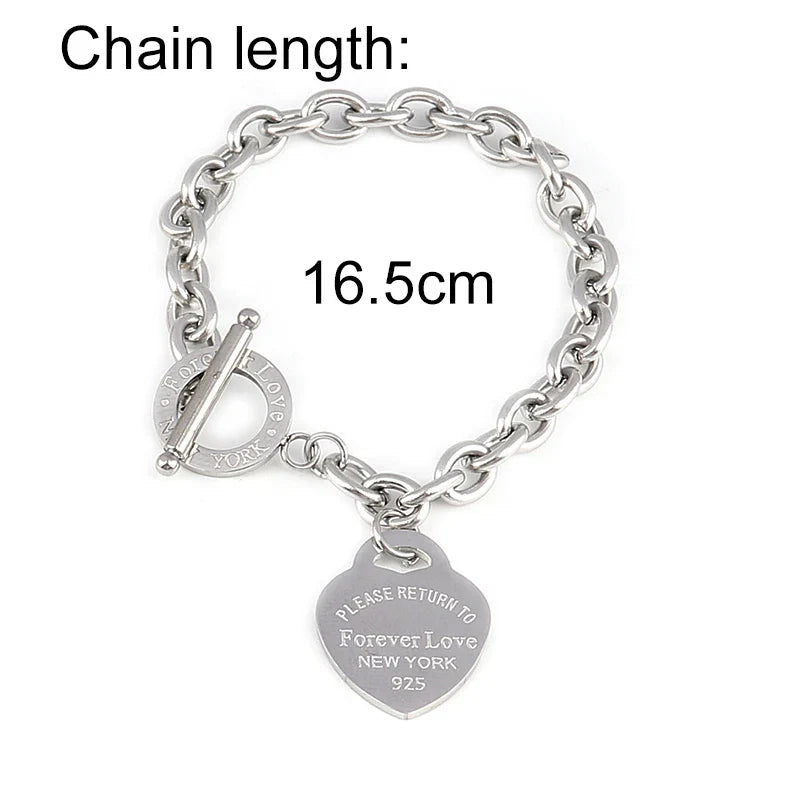 Heart Pendant Stainless Steel Bracelet Women Fashion 316L Bracelets With Beads Exquisite Natural Stone Chain Bracelets For Women