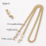 Golden Bag Chain Accessories Metal Extension Chains Underarm Crossbody Shoulder Belt Replacement Bags Strap For Women's Bag