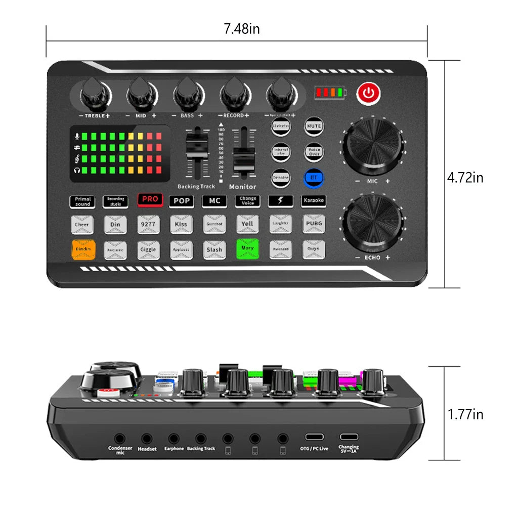 F998 Sound Card Live Cards Computer PC Mixing Console Professional Studio Recording Kit Podcast Accessories Parts