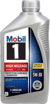 Mobil 1 High Mileage Full Synthetic Motor Oil 5W-30, 6-Pack of 1 quarts