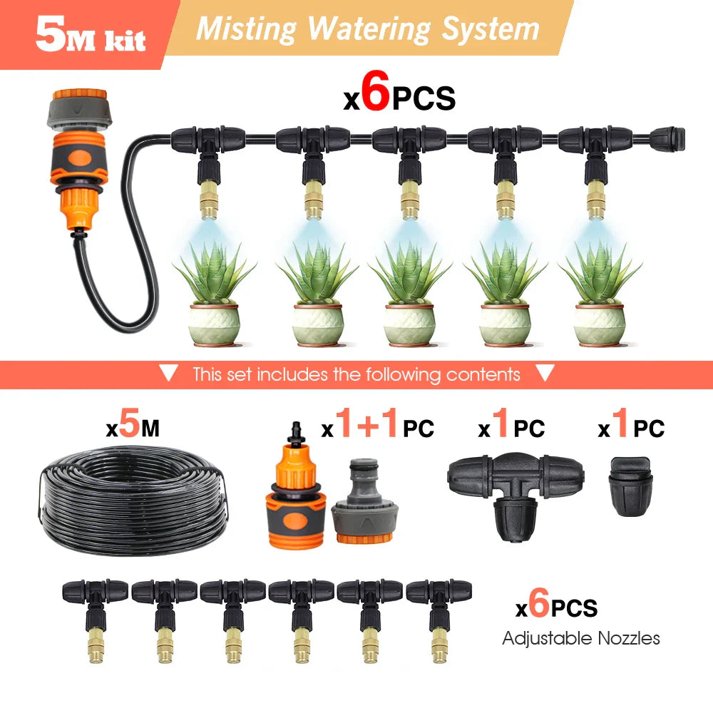 30-5M Garden Adjustable Brass Nozzle Misting Watering System 45/60/80/100W Self-Priming Pump Automatic Cool Irrigation Equipment