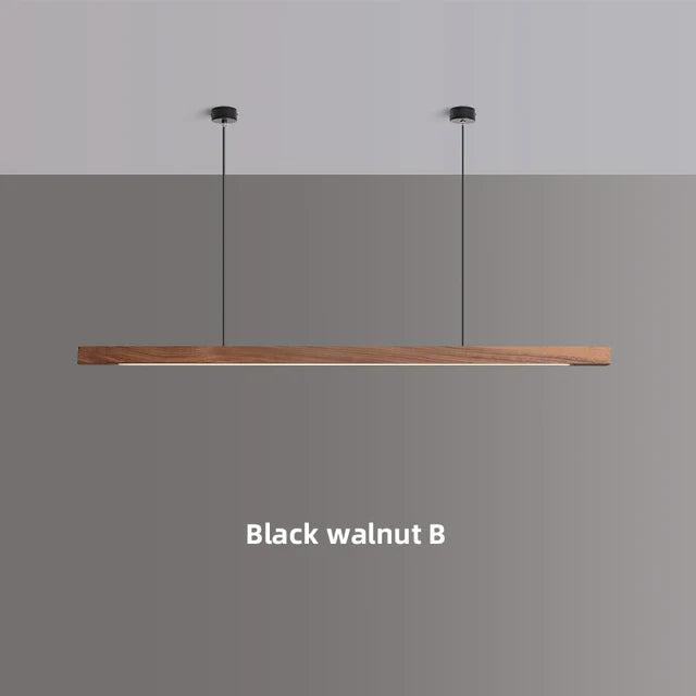 Nordic Wood Pendant Lights LED Modern Hanging Lamps for Dining Living Room Kitchen Office Shop Long Strip Celling Lamp