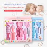 Baby care 7-piece infant water temperature meter combination set baby safety nail clippers comb brush