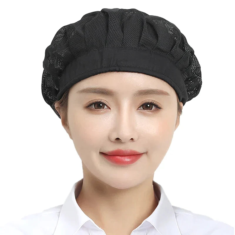 Black Adjustable Food Service Net Hat Kitchen Work Hats Canteen Restaurant Cook Caps Bakery Baking Workshop Breathable Work Cap