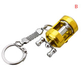 1Pcs Alloy Fishing Reel Drum Pendant Keychain Key Wheel Outdoor Fishing Tackle