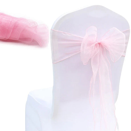 30PCs/lot Organza Chair Sashes Knot Bands Chair Bows for For Wedding Party Banquet Event Country Wedding Chair Decoration