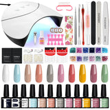 PHOENIXY Gel Nail Polish Set with 36W Nail Lamp Semi Permanent UV Gel Varnish Base Top Coat Complete Nail Art Gel Polish Kit