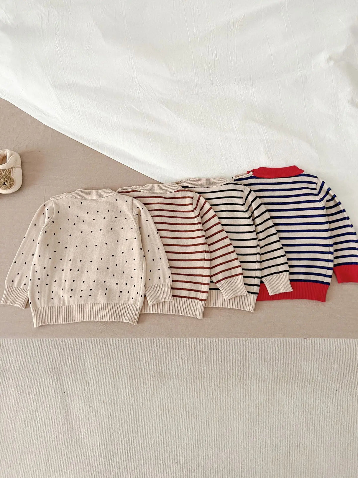 Spring And Autumn Newborn Infant Baby Boys And Girls Knit Top Shirt Stripe Round Dot Sweater Kids Fashion Baby Clothing