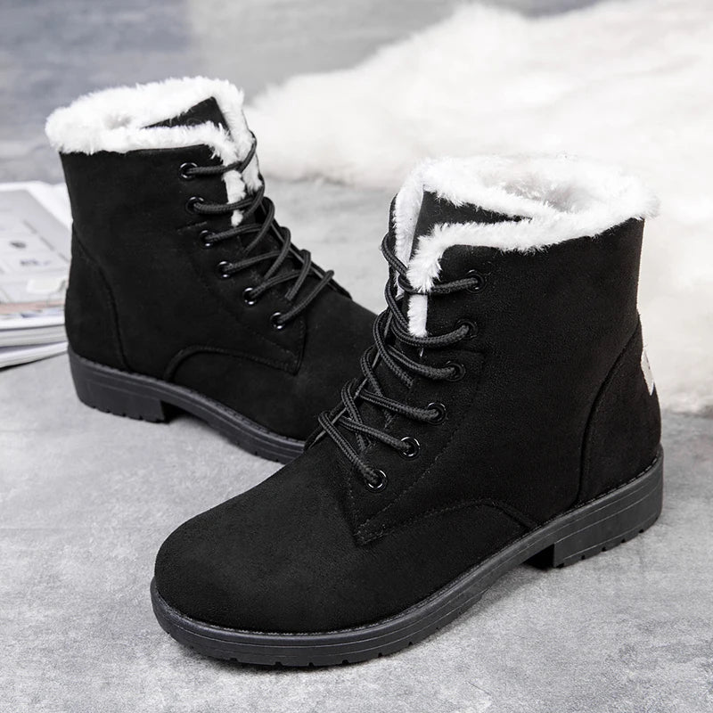 Snow Women Boots Flat Boots For Women Platform Ladies Shoes Plush Keep Warm Boots Ladies Fur New Winter Shoes Women Botas Mujer