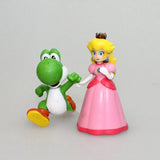 6pcs/set Super Mario Bros PVC Action Figure Toys Dolls Model Set Luigi Yoshi Donkey Kong Mushroom for kids birthday gifts AAA