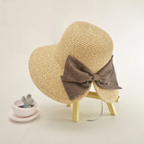 Bow Decor Straw Sun Hat Wide Brim Foldable Beach Hats Summer UV Protection Sunshade Hats Suitable for Travel Holiday Women