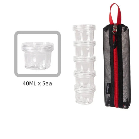 Portable Travel Camping Spice Kit Spice Container Bag with 5 Clear Seasoning Bottles Travel Spice Holder Condiment Container Set