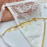 Colorfast Summer Name Waist chain Women Stainless Steel for Women Body Chain Custom Cuban Chain Letters Thong Beach Pants Womens