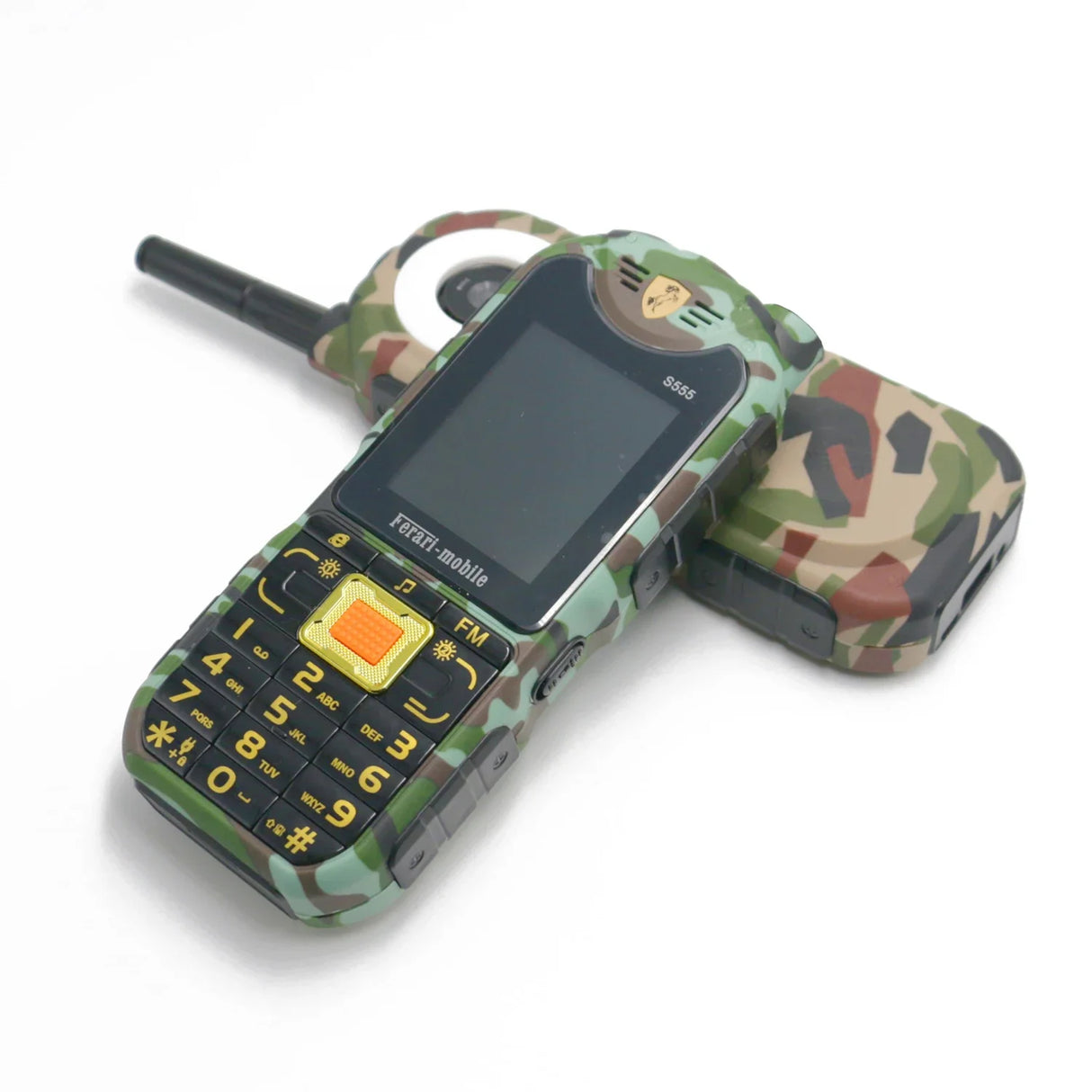 Camouflage Mobile Phone with Antenna FM Radio Power Bank Torch Bluetooth 4 SIM Card Russian Keyboard GSM 2G Cellphones