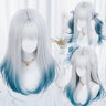 MSIWIGS Women Synthetic Lolita Wig Long Straight Ombre Two Tone Silver Grey Blue Hair For Cosplay With Bangs