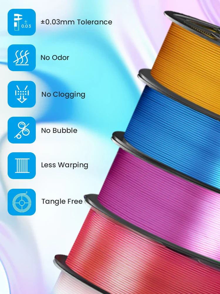 2KG PLA SILK Filament 1.75mm PLA Plus SILK 3D Printer Filament Print-rite CoLiDo High Gloss 3D Printing Materials