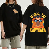 Funny Animals Capybara Cartoon Print T Shirt WomenMen Cotton Plus Size Tops T-shirt Y2k Unisex Fashion Harajuku Tees