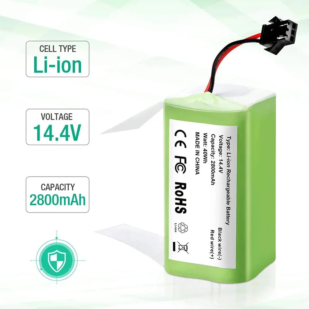 14.4V 6800mAh Li-ion Battery for for Conga 990 1090 Tesvor X500 Ecovacs Deebot N79 N79S DN622 Eufy RoboVac 11 11S RoboVac 30