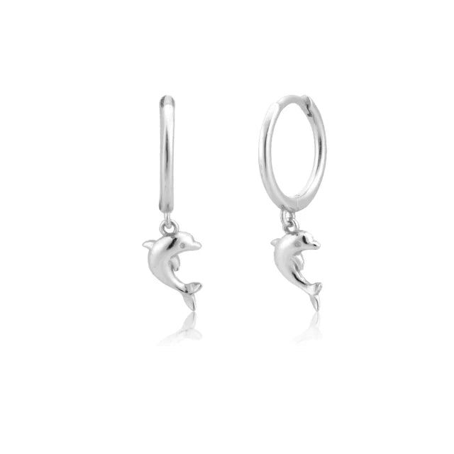 CCFJOYAS 925 Sterling Silver Lightning/Awl/Animal Pendant Hoop Earrings for Women Gold Silver Color Earrings Fashion Jewelry