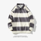 Fashion Polo Shirt Men For 2024 Autumn Spring Long Sleeves Harajuku Korea Striped Tops Tees Casual Tshirt Clothes Oversize