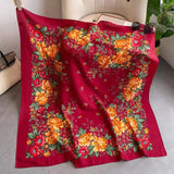 110*110cm Russian National Square Scarf Retro Floral Print Bandana Shawl Babushka Handkerchief Traditional Ukrainian Shawls