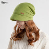 Fleece Lined Knitted Hat Casual Thickened Short Brim Beanies Soft Plush Keep Warm Ear Protection Women Girl