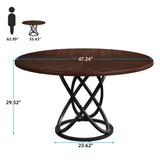 Tribesigns Round Dining Table for 4, 47 Inch Dinner Table Circle Kitchen Table with Metal Base, Wood Dining Room Table