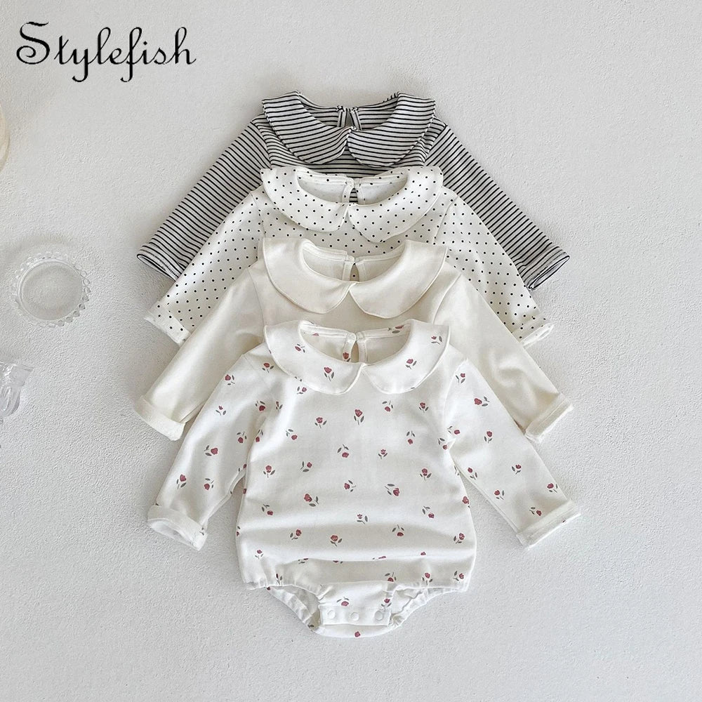 Insautumn baby baby collar bottoming romper clothes baby children Long Sleeve romper cotton fabric is soft and comfortable