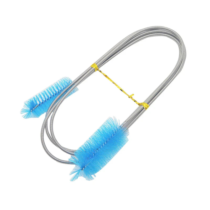 Aquarium Cleaning Brush for Water Hose Lily Pipe Air Tube Stainless Steel Flexible Bent Tube Double Head Brush Fish Tank Cleaner