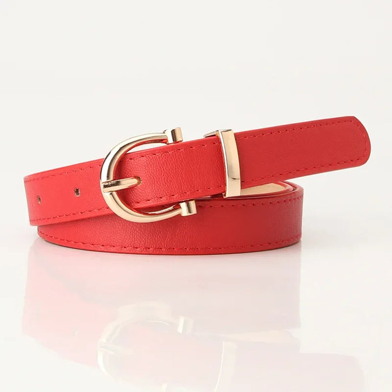 2023 Women Belts New PU Leather Simple Metal Buckle Belt Girls Dress Jean Pants Waistband Belts for Lady Luxury Designer Brand