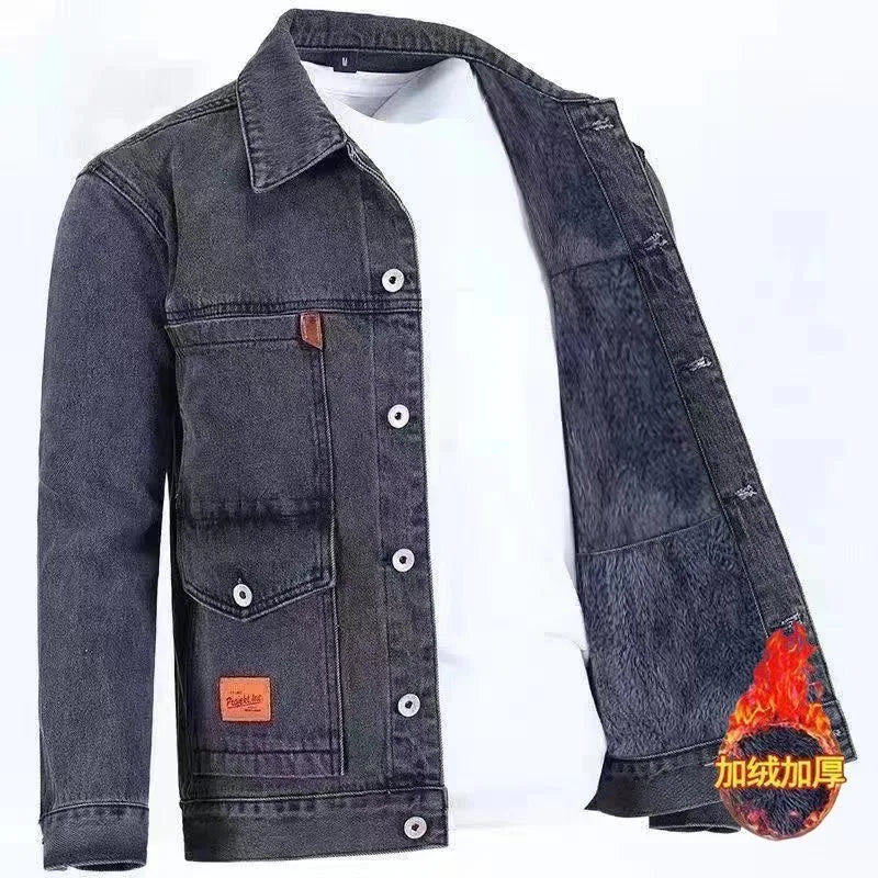 2022 Autumn and Winter New Men's Classic Fashion All-Match Denim Jacket Men's Fleece Thickening Warm High-Quality Jacket S-5XL