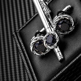 Silver Color Starry Sky Stone Cufflinks Tie Clip Set Men Womens Tie Bars Guests Cuff Links Buttons Necktie Clip Tie Pin Jewelry