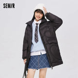 Semir Down Jacket Women Double-Proof Jacket Winter New Stand-Up Collar Love Quilted Mid-Length Bread Coat