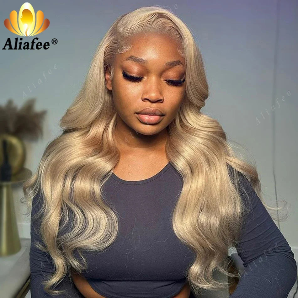 Honey Blonde Body Wave 13X6 Lace Frontal Wig Transparent PrePlucked Highlight Colored 13X4 Lace Front Human Hair Wigs For Women