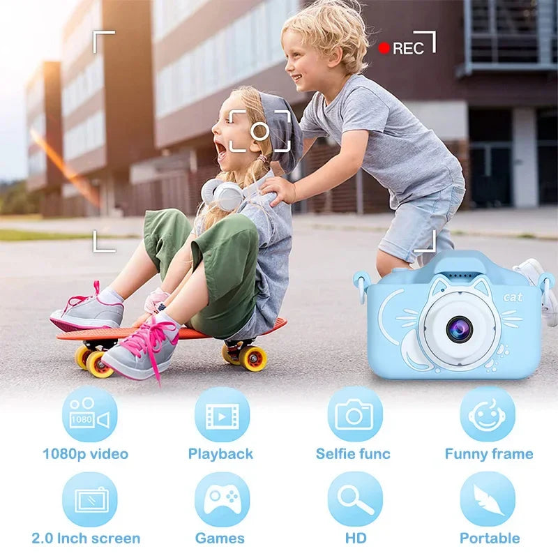 Children's Camera 2 Inch Dual Camera 1080P HD Screen Kids Digital Camera Outdoor Photography Video Mini Educational Toys