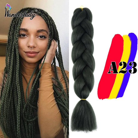 WonderLady 255 Color Long Colored Braiding Hair Jumbo Braids DIY Hairstyle Ombre Synthetic Hair Extensions For Women Braiding