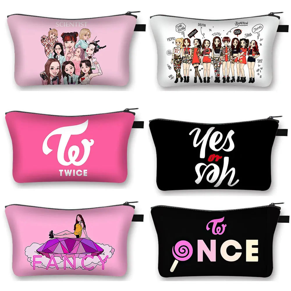 Korean Twice Cosmetic Case Fancy Nayeon Women Makeup Bags Lipstick Jewels Storage Bag Organizer Washing Toiletry Cosmetic Bag