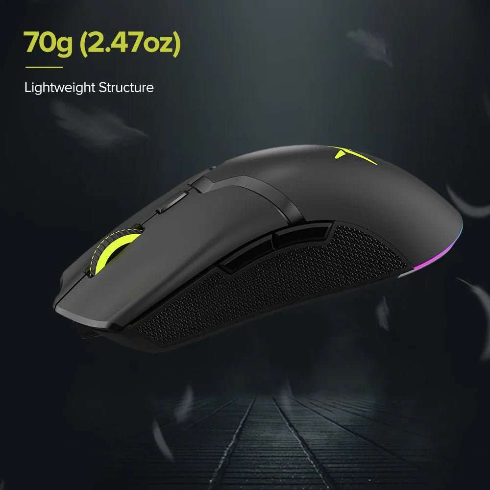 Delux M800 RGB 2.4Ghz Wireless Gaming Mouse Dual Mode 16000 DPI Lightweight Ergonomic 1000Hz Mice with Soft rope Cable