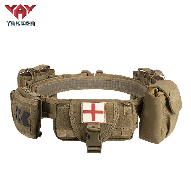 YAKEDA 6 in 1 Tactical Belt Waist Bag Outdoor Multifunction Climbing Storage Bag Hunting Pouch Belt Pocket Bag